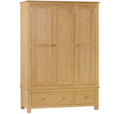 Moreton Oak Triple Wardrobe with 2 Drawers